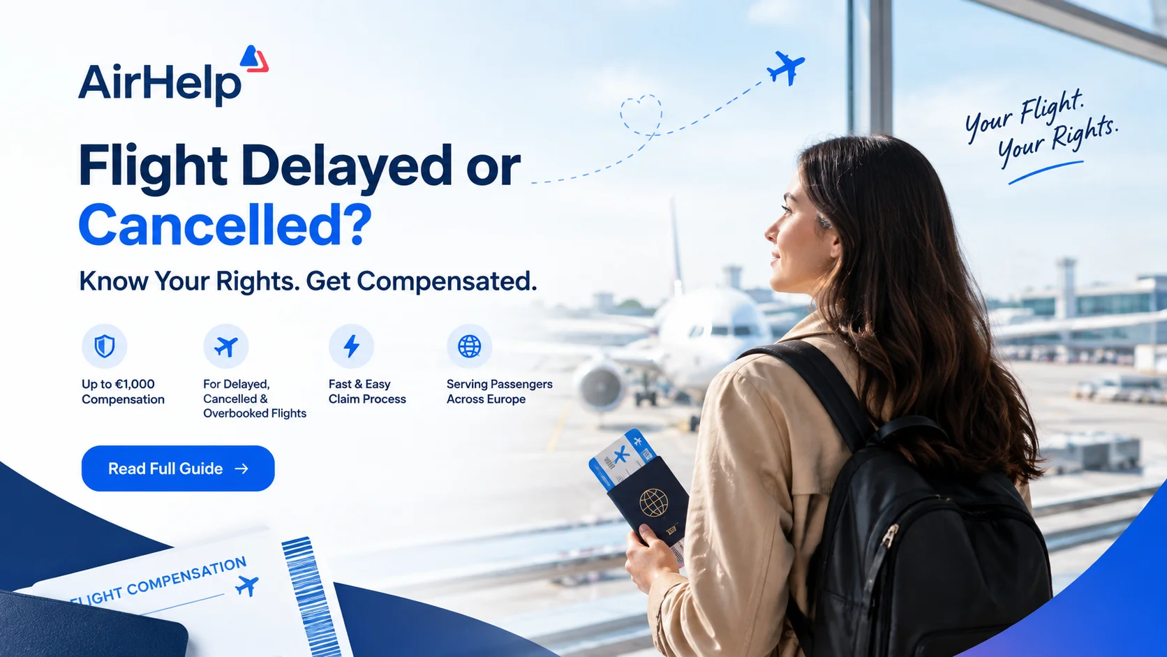AirHelp discount code and flight compensation plans banner