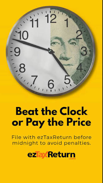 EZTaxReturn online tax preparation and e-filing platform showcasing simple federal and state tax filing services.